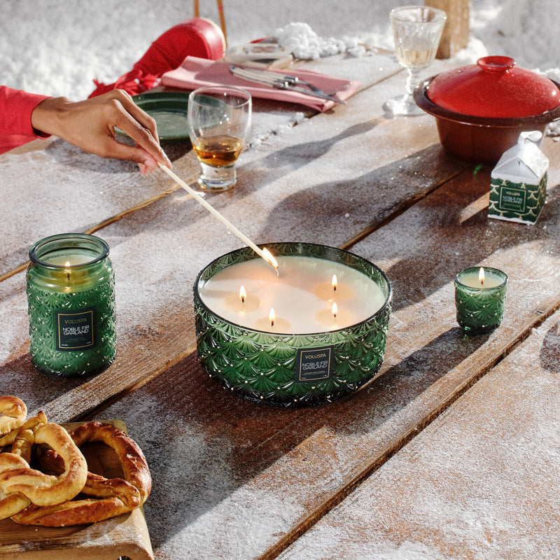 Noble Fir Garland - Ornament Pedestal Candle - view 5