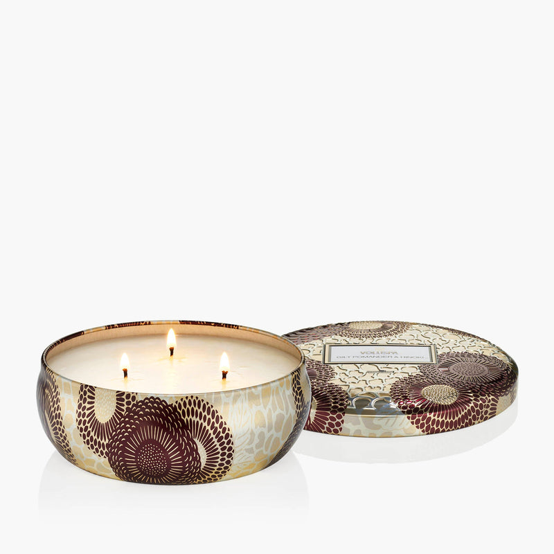Gilt Pomander & Hinoki - 3 Wick Tin Candle - view 4
