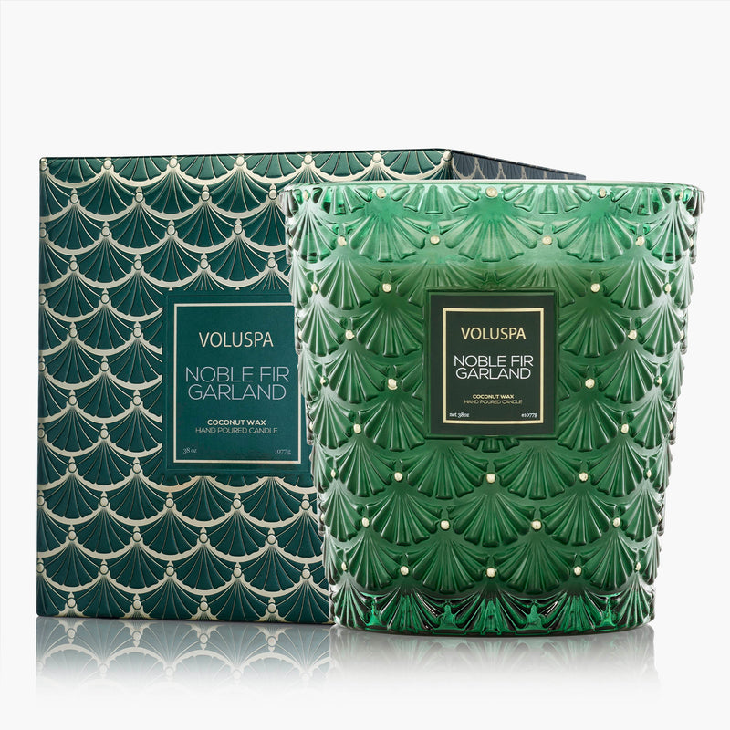 Noble Fir Garland - 3 Wick Hearth Candle - view 1