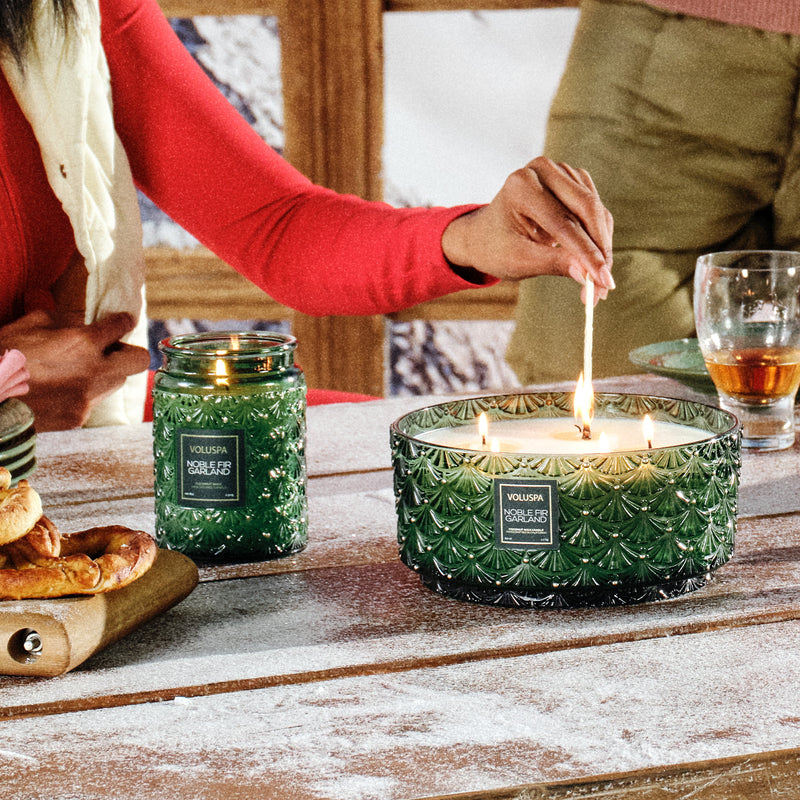 Noble Fir Garland - Centerpiece Candle - view 2