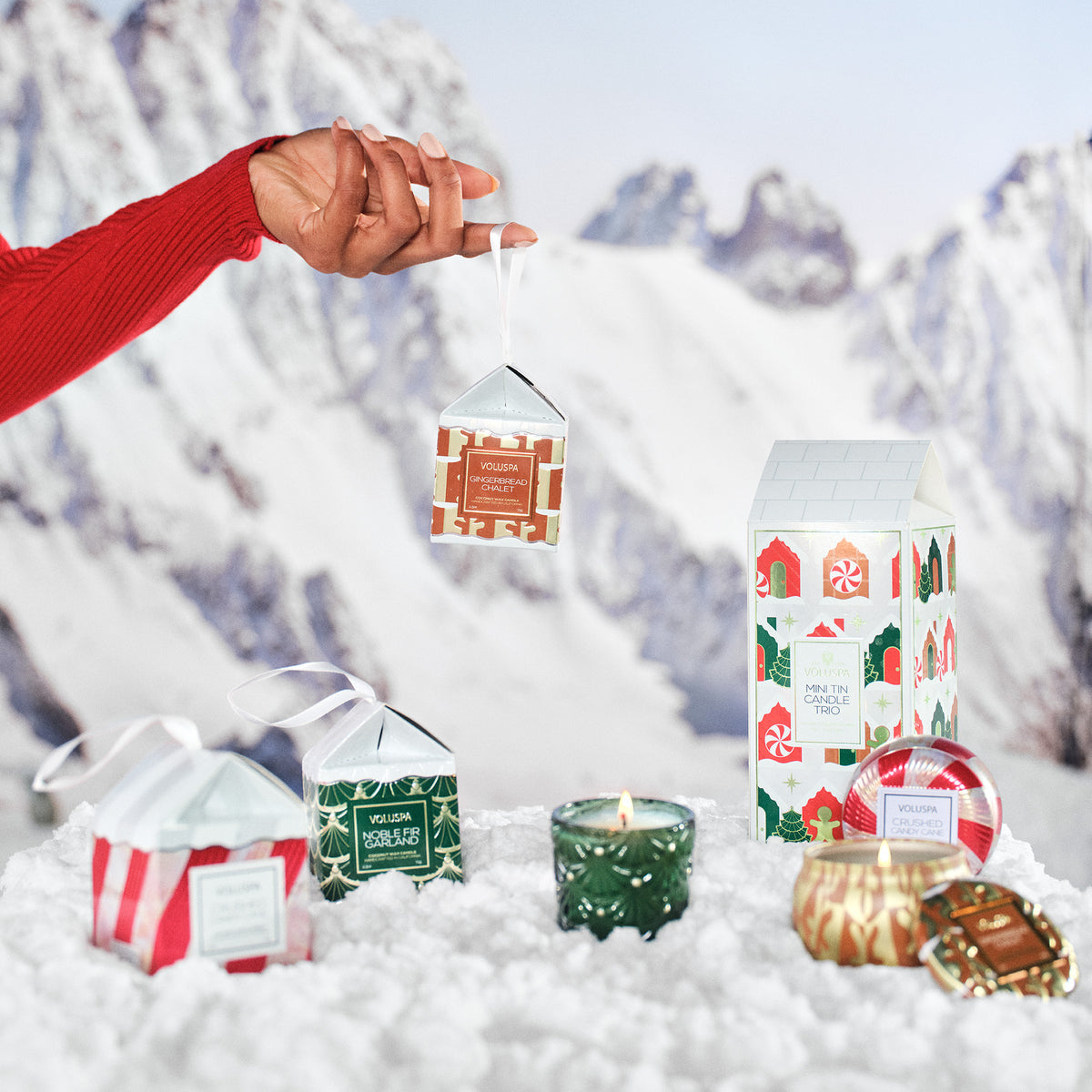 Noble Fir Garland - Ornament Pedestal Candle