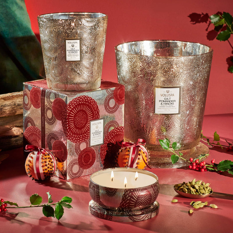 Gilt Pomander & Hinoki - 5 Wick Hearth Candle - view 3
